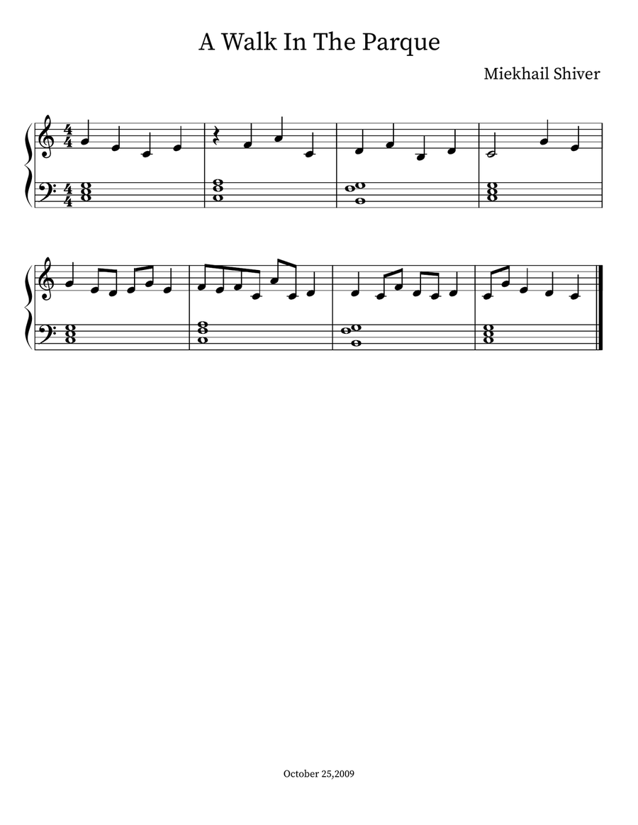 A Walk In The Parque A Walk In The Parque Easy Piano scores gallery preview page 1