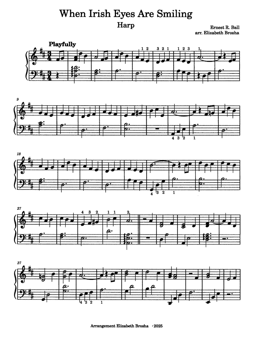 When Irish Eyes Are Smiling Celtic Harp scores gallery preview page 2