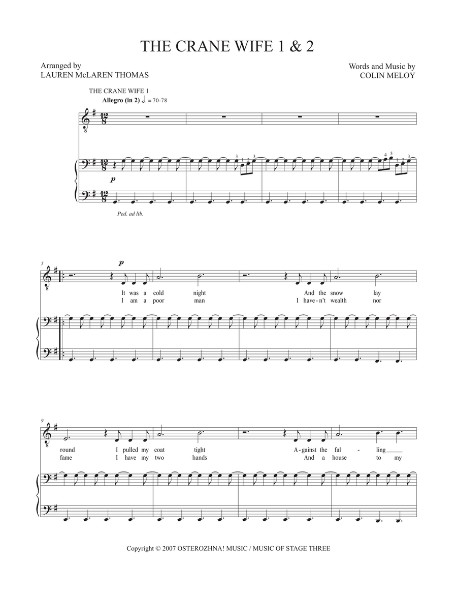 The Crane Wife 1 & 2 The Crane Wife 1 & 2 Piano, Vocal scores gallery preview page 1