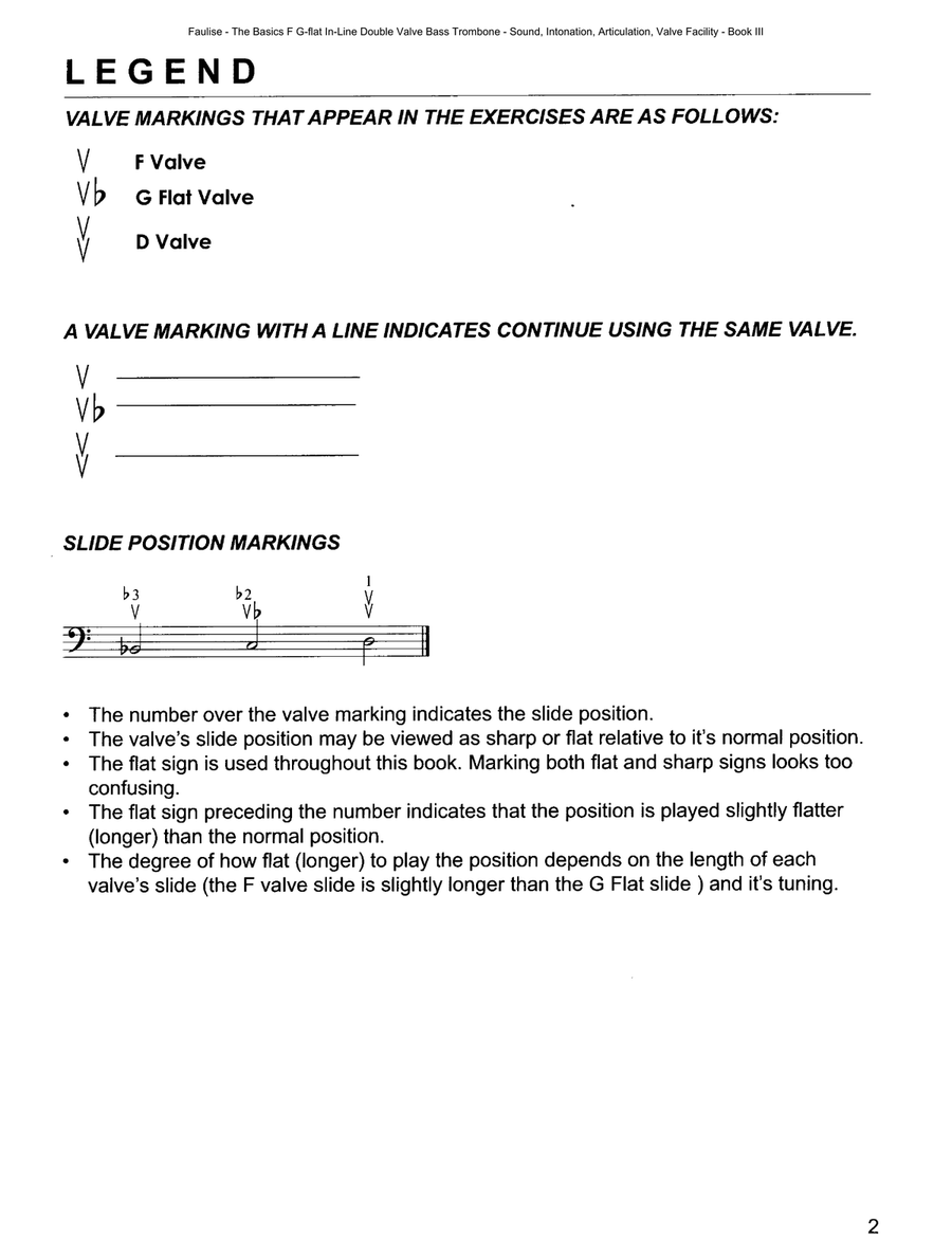 Faulise The Basics F G-flat D In-Line Double Valve Bass Trombone Sound Intonation Articulation Valve Trombone scores gallery preview page 5