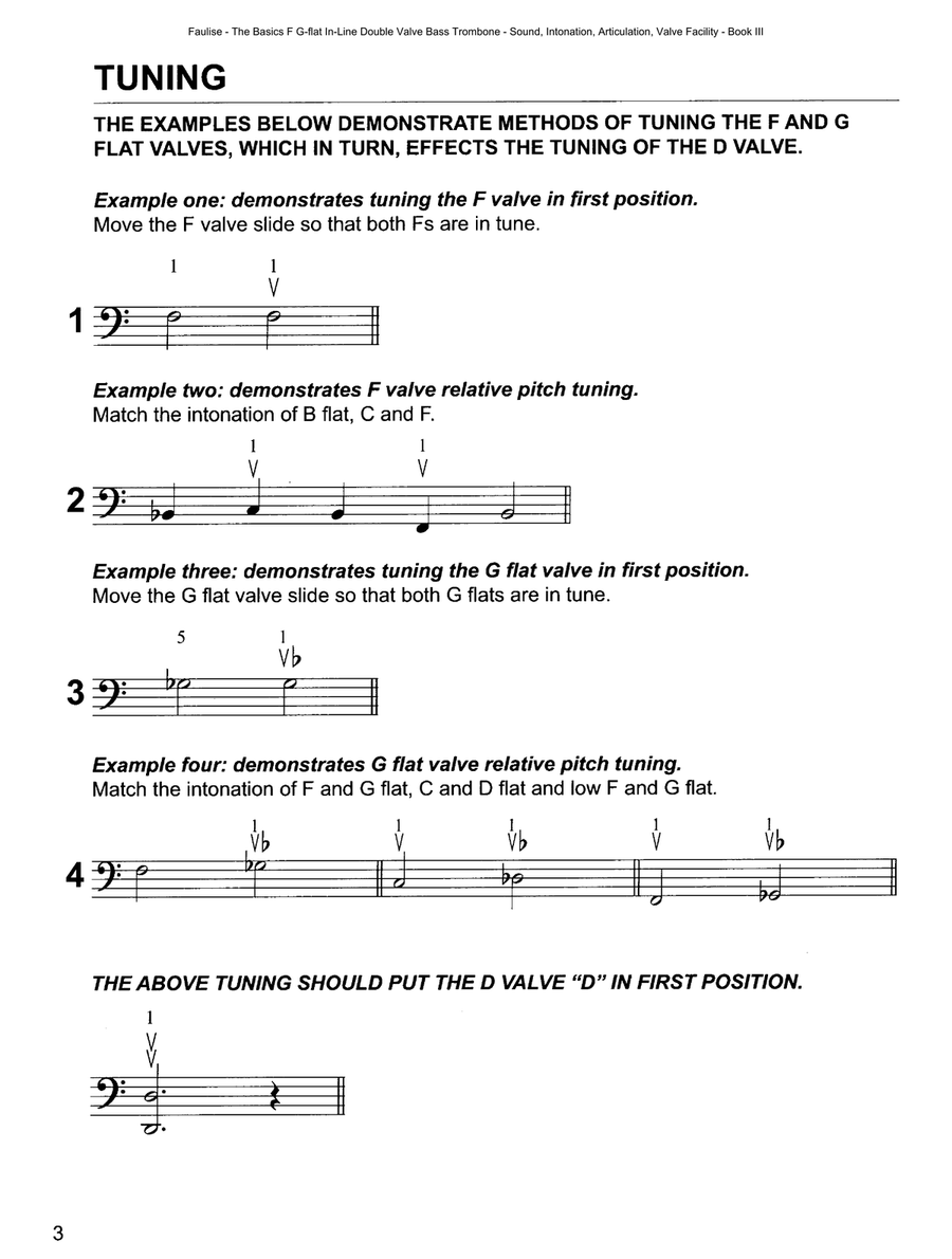 Faulise The Basics F G-flat D In-Line Double Valve Bass Trombone Sound Intonation Articulation Valve Trombone scores gallery preview page 6
