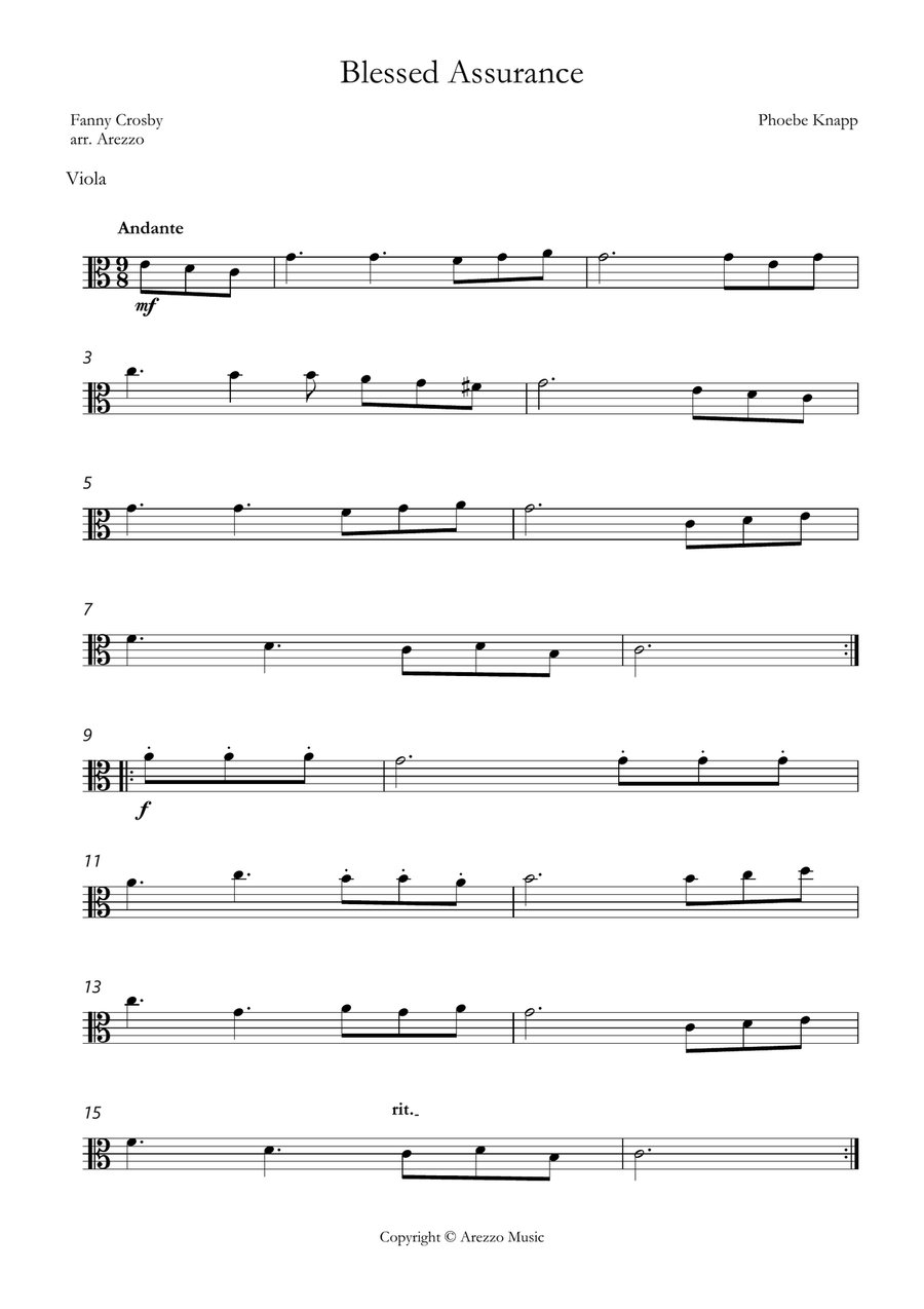 blessed assurance Viola and Cello sheet music String Duet scores gallery preview page 2