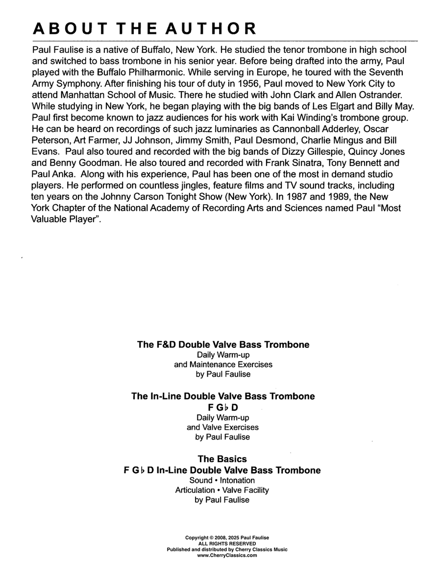 The In-Line Double Valve Bass Trombone F G-flat D Daily Warm-up and Valve Exercises, book 2 Trombone scores gallery preview page 2