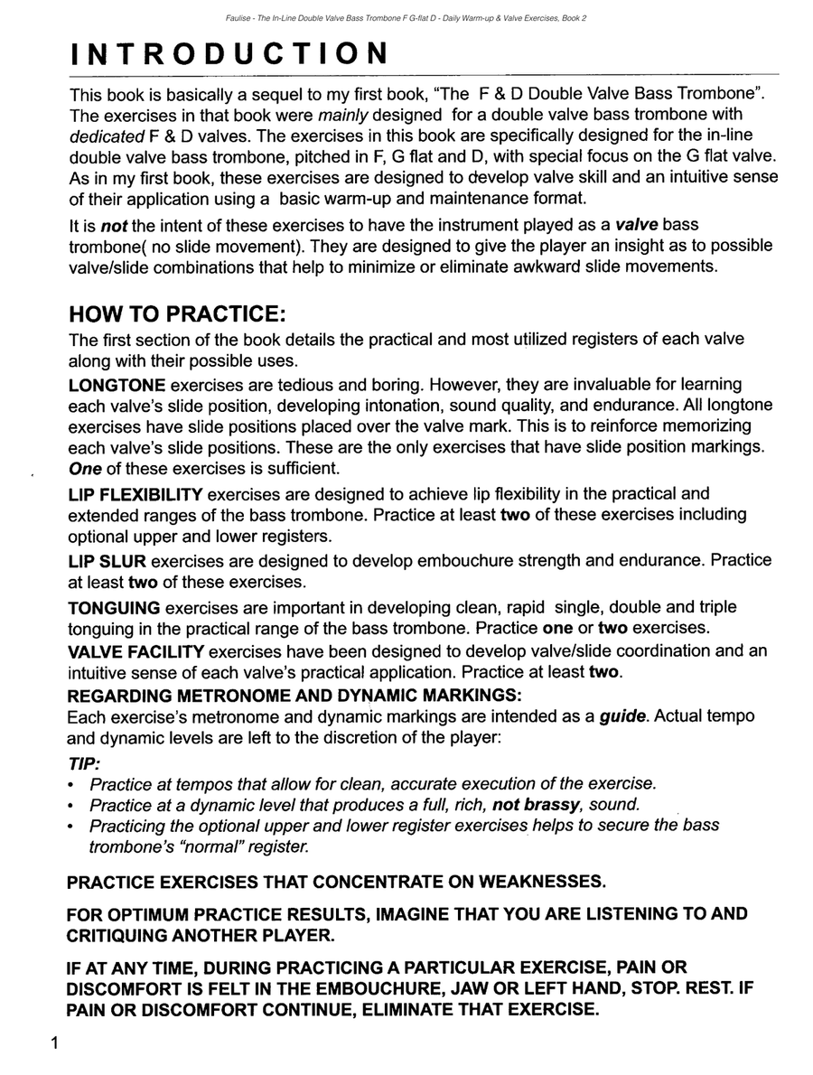 The In-Line Double Valve Bass Trombone F G-flat D Daily Warm-up and Valve Exercises, book 2 Trombone scores gallery preview page 4