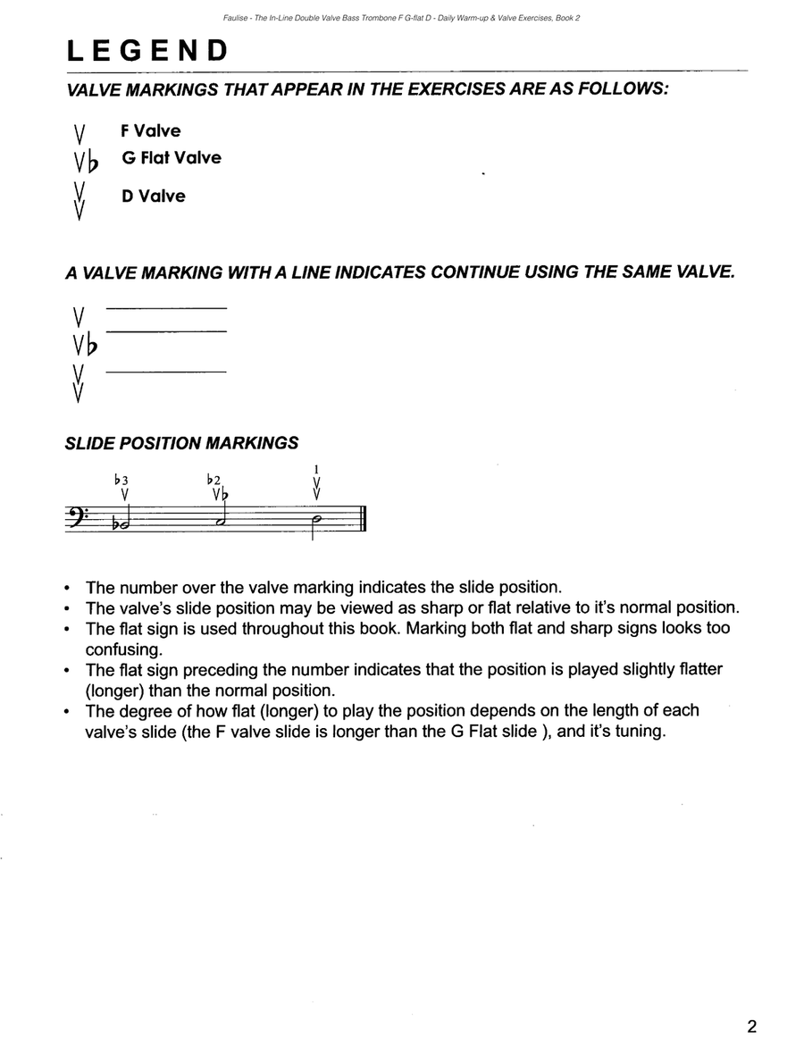 The In-Line Double Valve Bass Trombone F G-flat D Daily Warm-up and Valve Exercises, book 2 Trombone scores gallery preview page 5