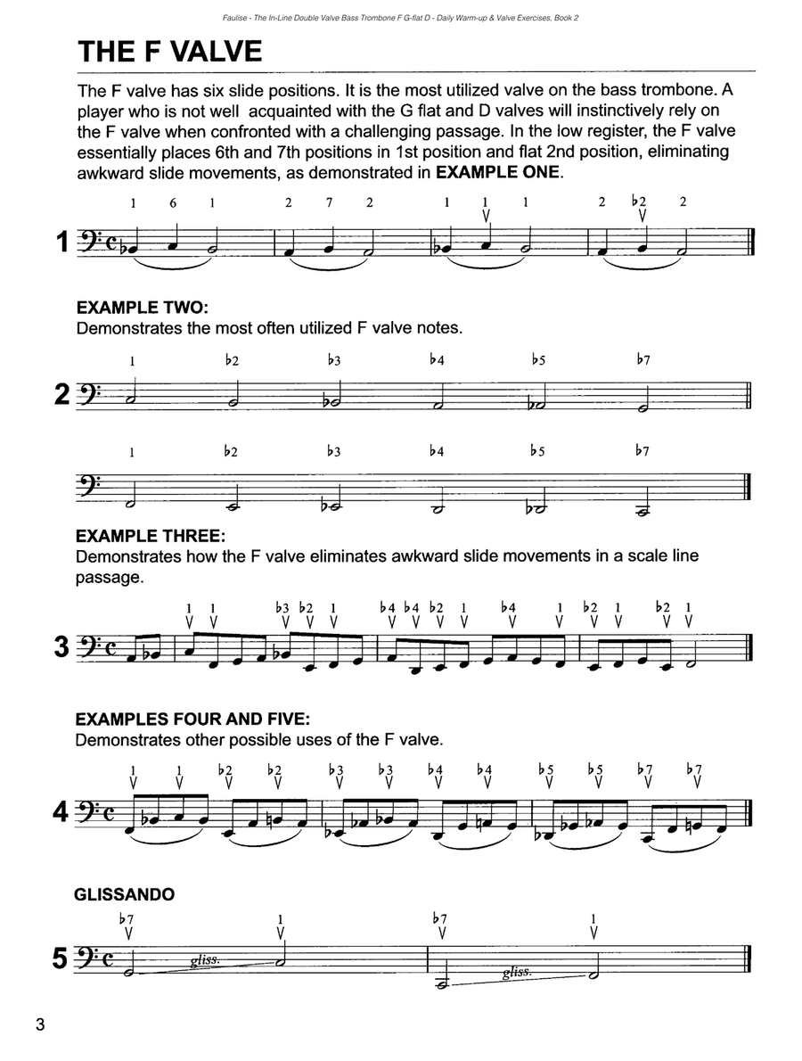 The In-Line Double Valve Bass Trombone F G-flat D Daily Warm-up and Valve Exercises, book 2 Trombone scores gallery preview page 6