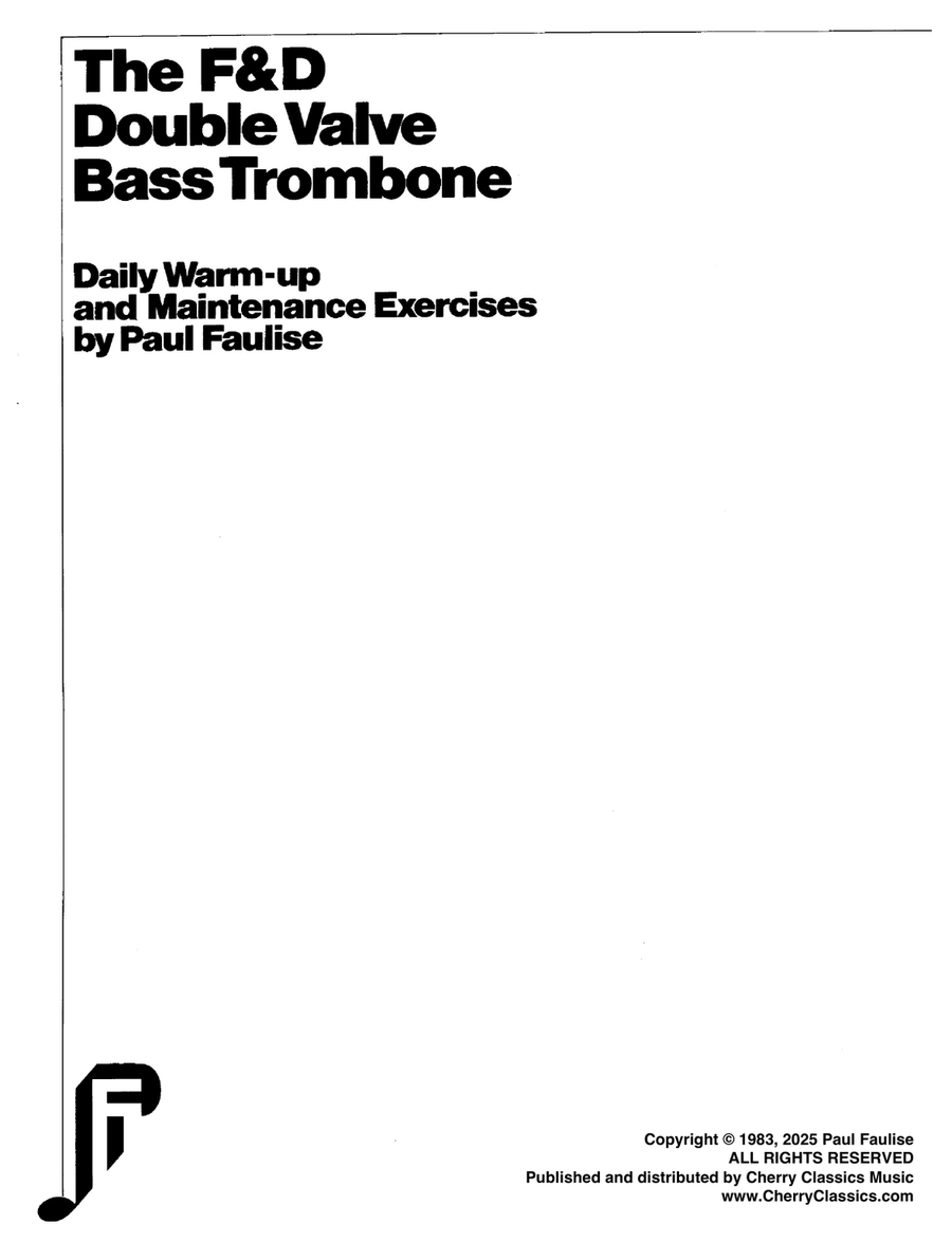 Faulise Double Valve Bass Trombone Exercises Books I, II and III complete Trombone scores gallery preview page 1