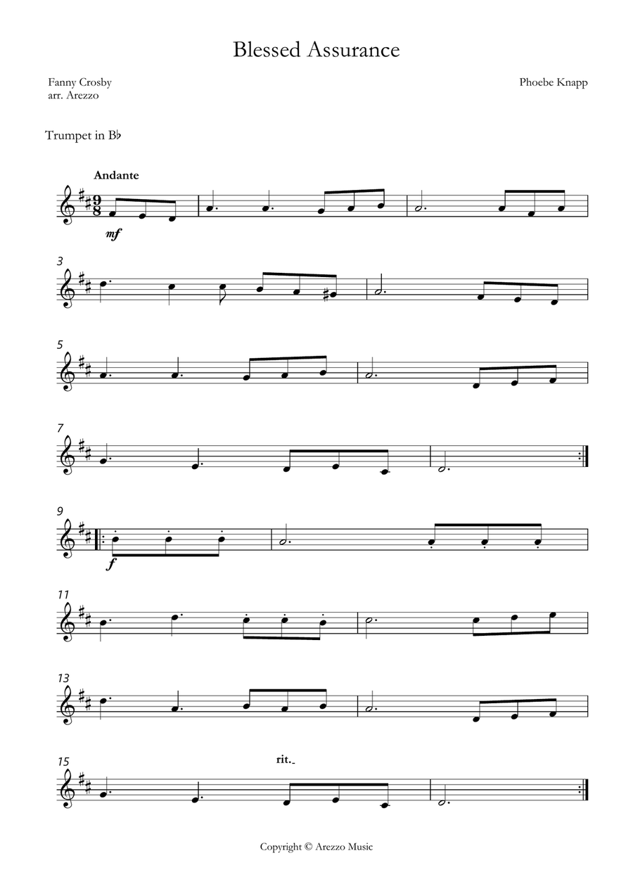 blessed assurance Trumpet and Trombone sheet music Brass Duet scores gallery preview page 2