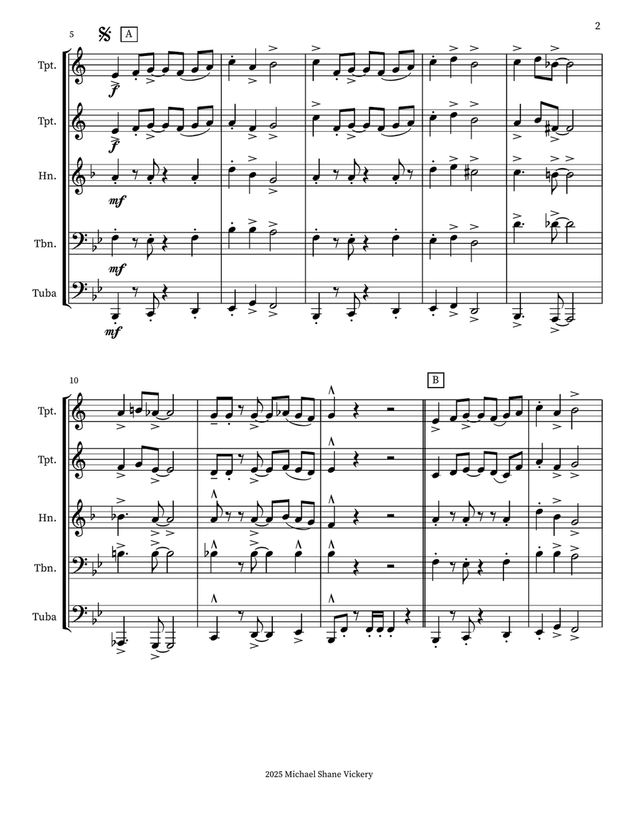 The Gulf Between Us The Gulf Between Us Brass Quintet scores gallery preview page 2