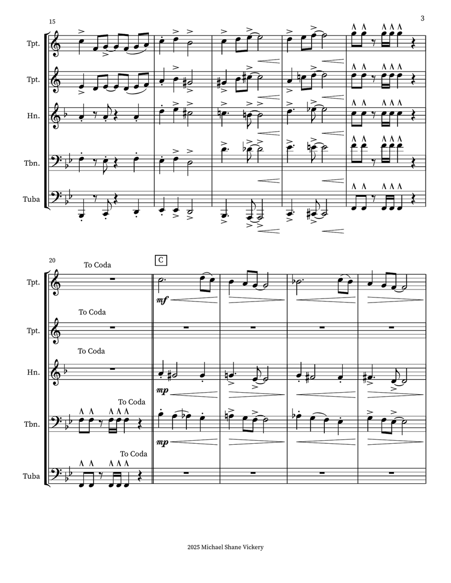 The Gulf Between Us The Gulf Between Us Brass Quintet scores gallery preview page 3