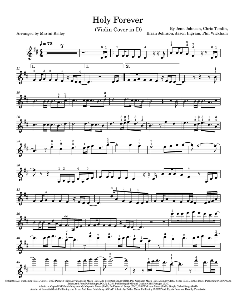 Holy Forever Violin Solo scores gallery preview page 1
