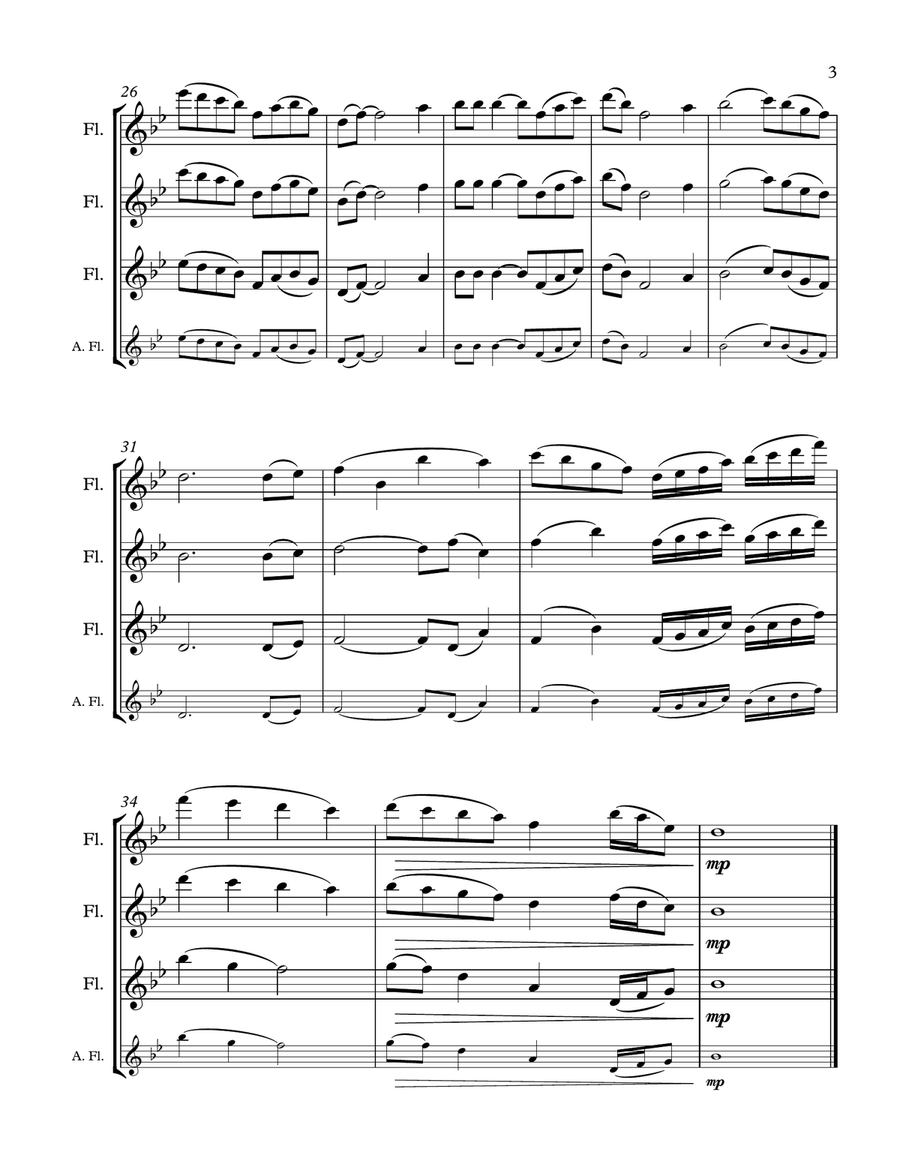 Shenandoah for flute trio or 2 flutes and alto flute Flute Trio scores gallery preview page 3