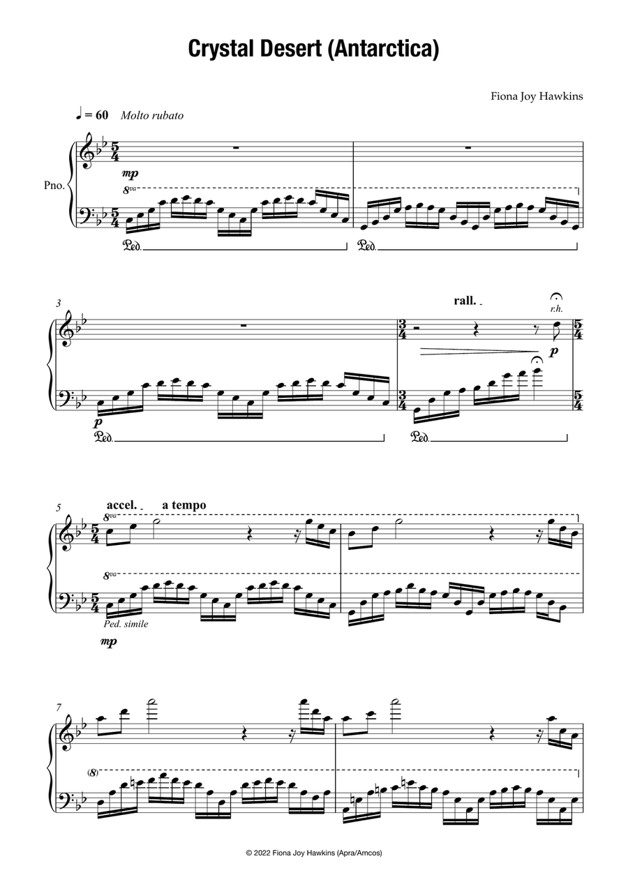 Crystal Desert / AKA Antarctica Piano Solo scores gallery preview page 1