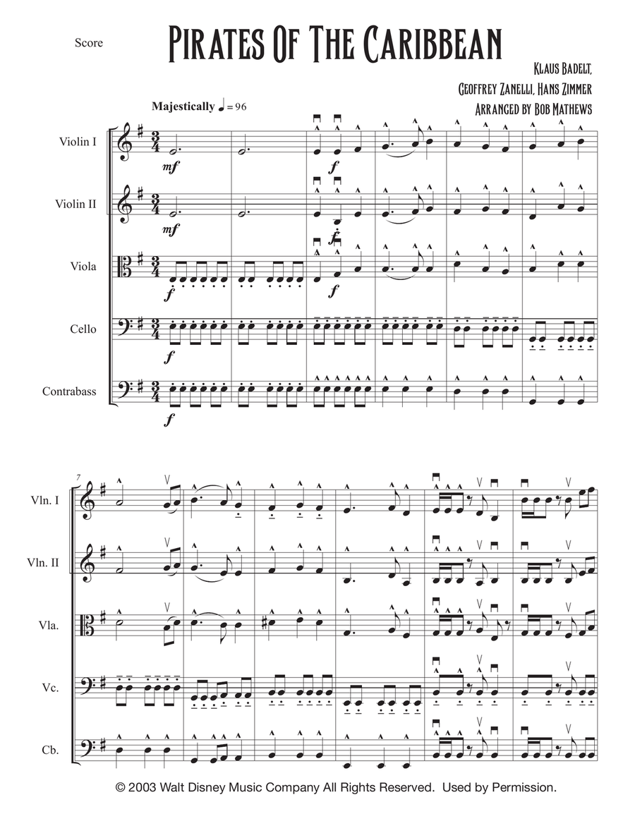 Medley: He's A Pirate with Pirates Of The Caribbean and Pirates Of The Caribbean String Orchestra scores gallery preview page 2