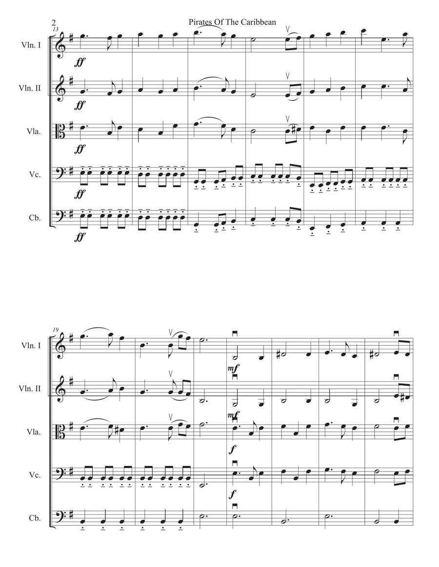 Medley: He's A Pirate with Pirates Of The Caribbean and Pirates Of The Caribbean String Orchestra scores gallery preview page 3