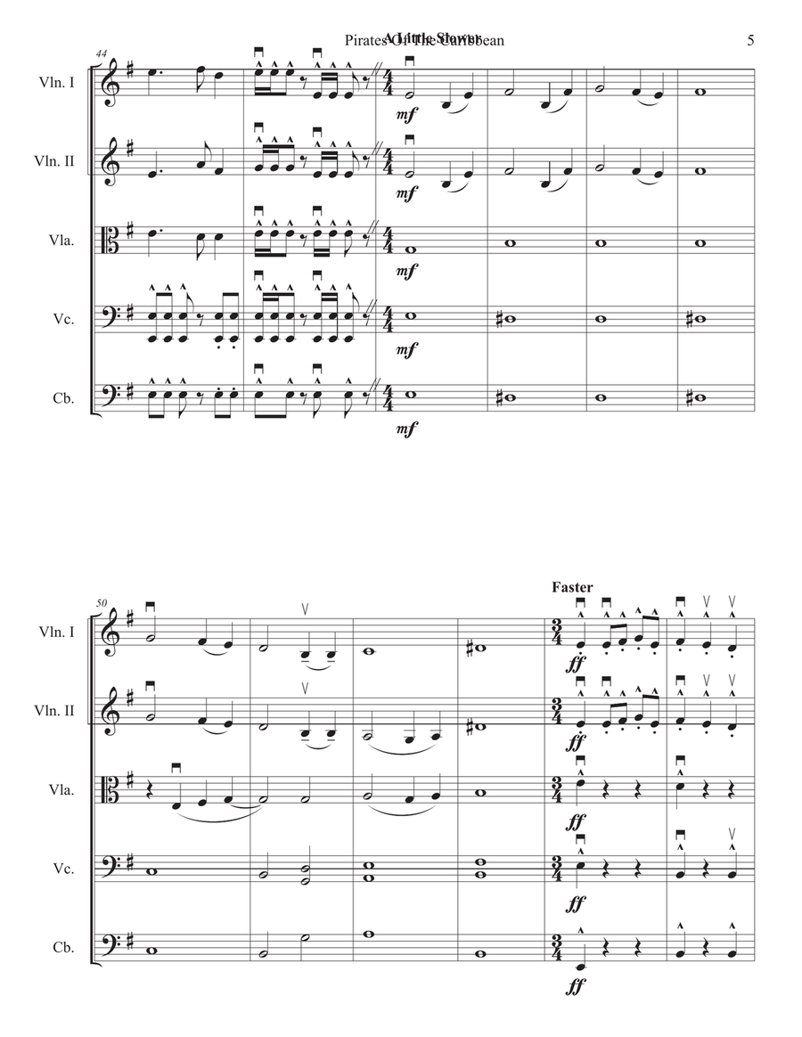 Medley: He's A Pirate with Pirates Of The Caribbean and Pirates Of The Caribbean String Orchestra scores gallery preview page 6