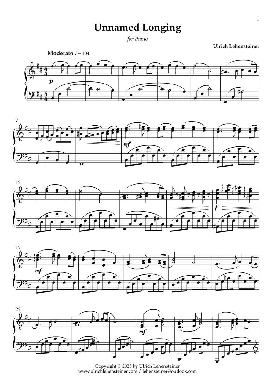 Unnamed Longing Unnamed Longing Piano Solo scores gallery preview page 1