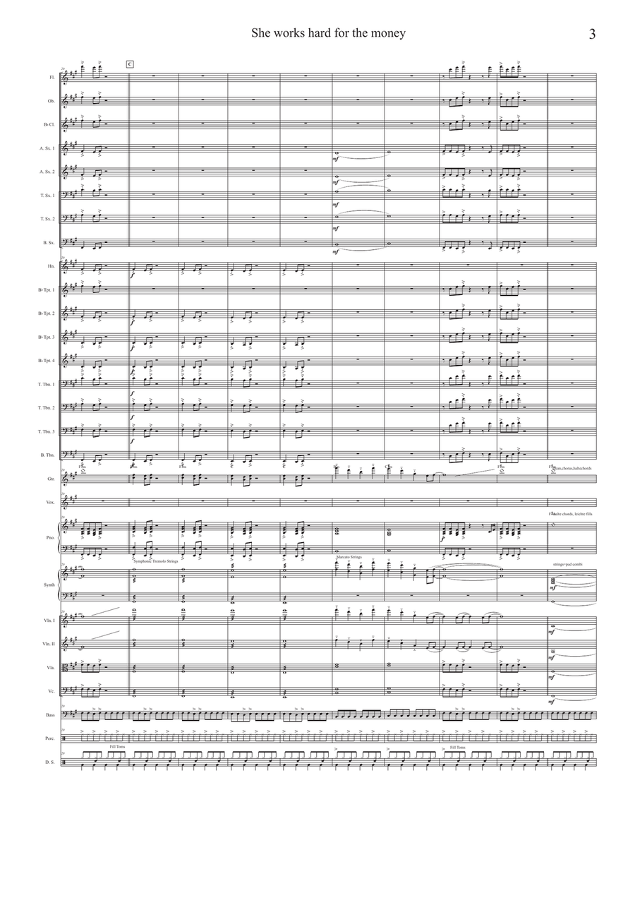 She Works Hard For The Money Full Orchestra scores gallery preview page 3