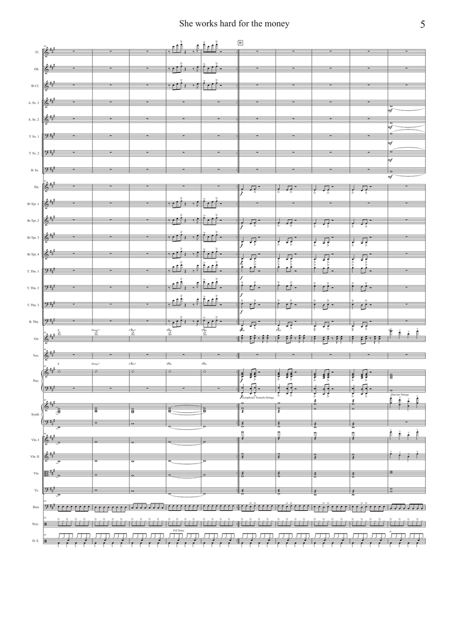 She Works Hard For The Money Full Orchestra scores gallery preview page 5