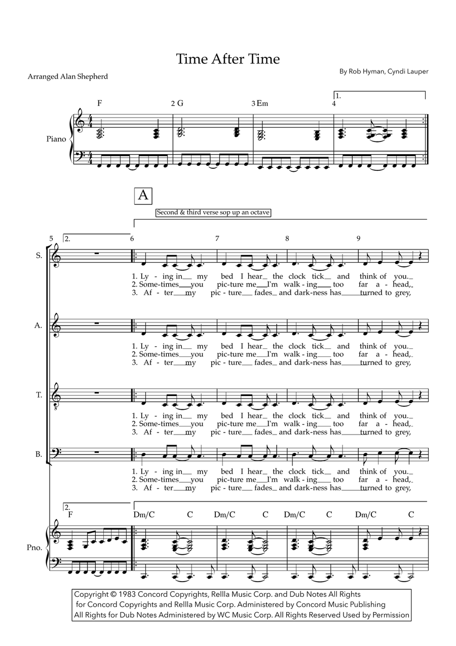 Time After Time 4-Part scores gallery preview page 1