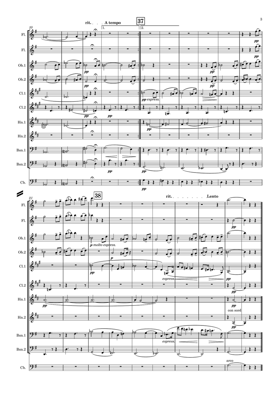 Elgar: Nursery Suite Mvt.IV The Sad Doll - symphonic wind dectet Woodwind Quintet scores gallery preview page 3