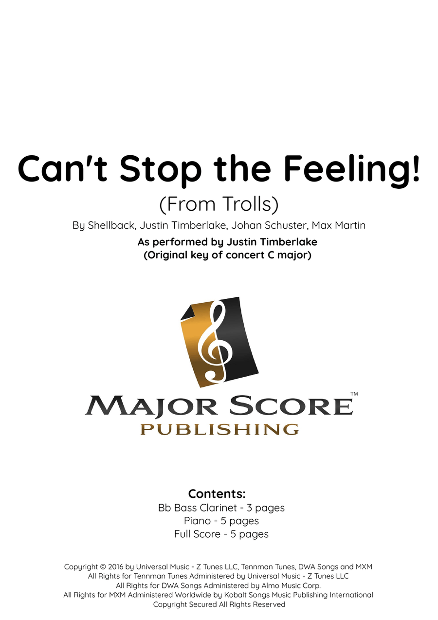 Can't Stop The Feeling! Bass Clarinet scores gallery preview page 1