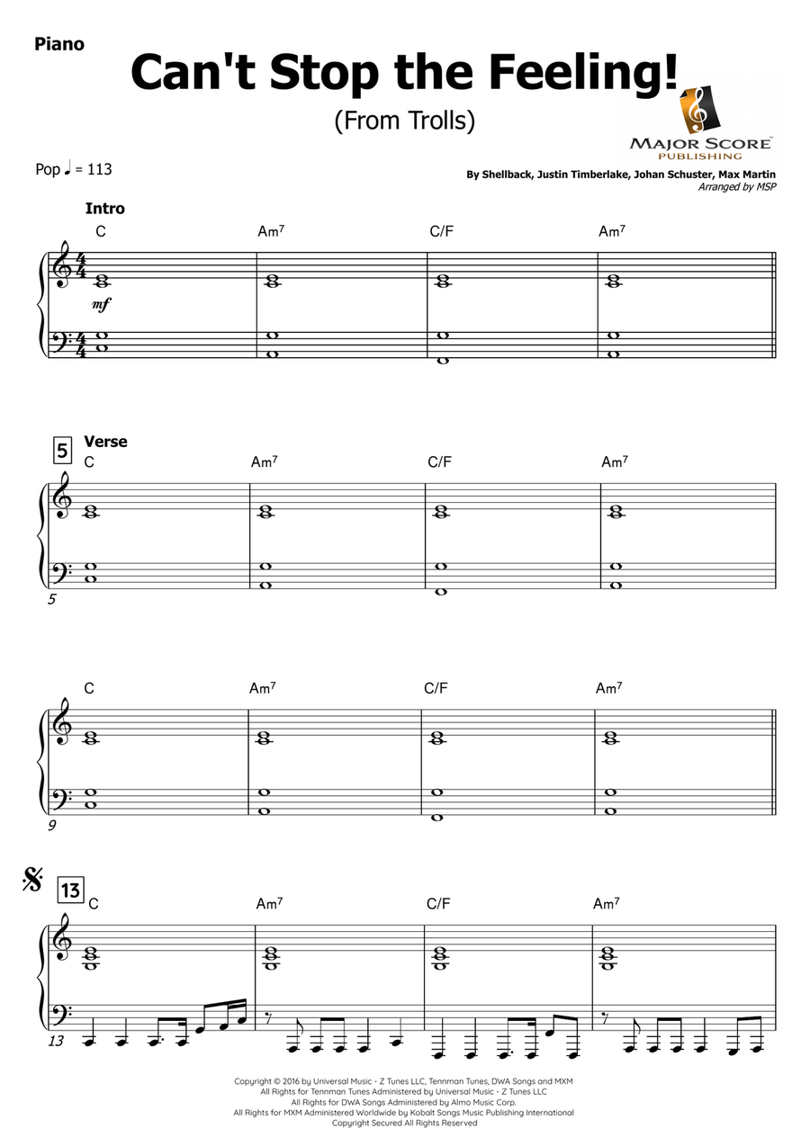 Can't Stop The Feeling! Bass Clarinet scores gallery preview page 5
