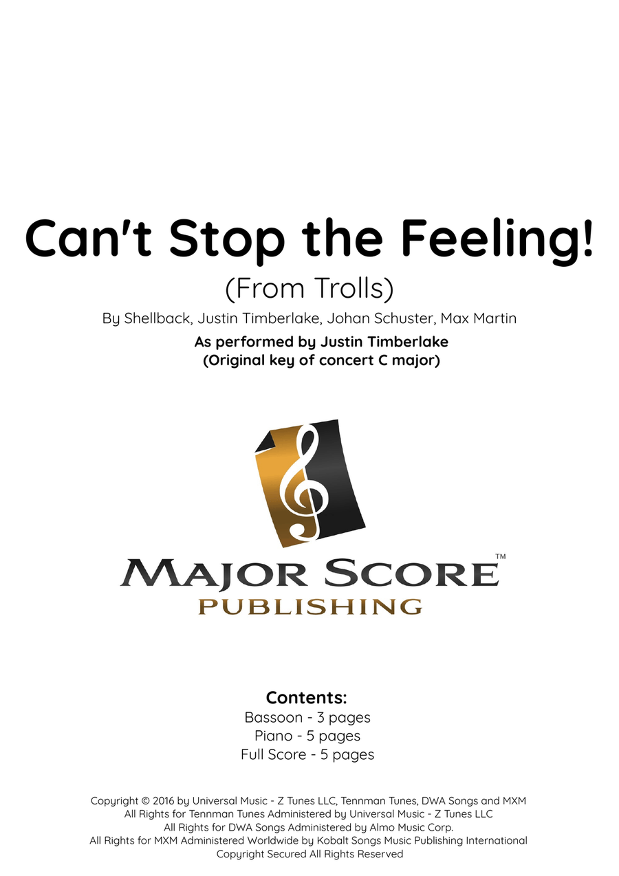 Can't Stop The Feeling! Bassoon scores gallery preview page 1