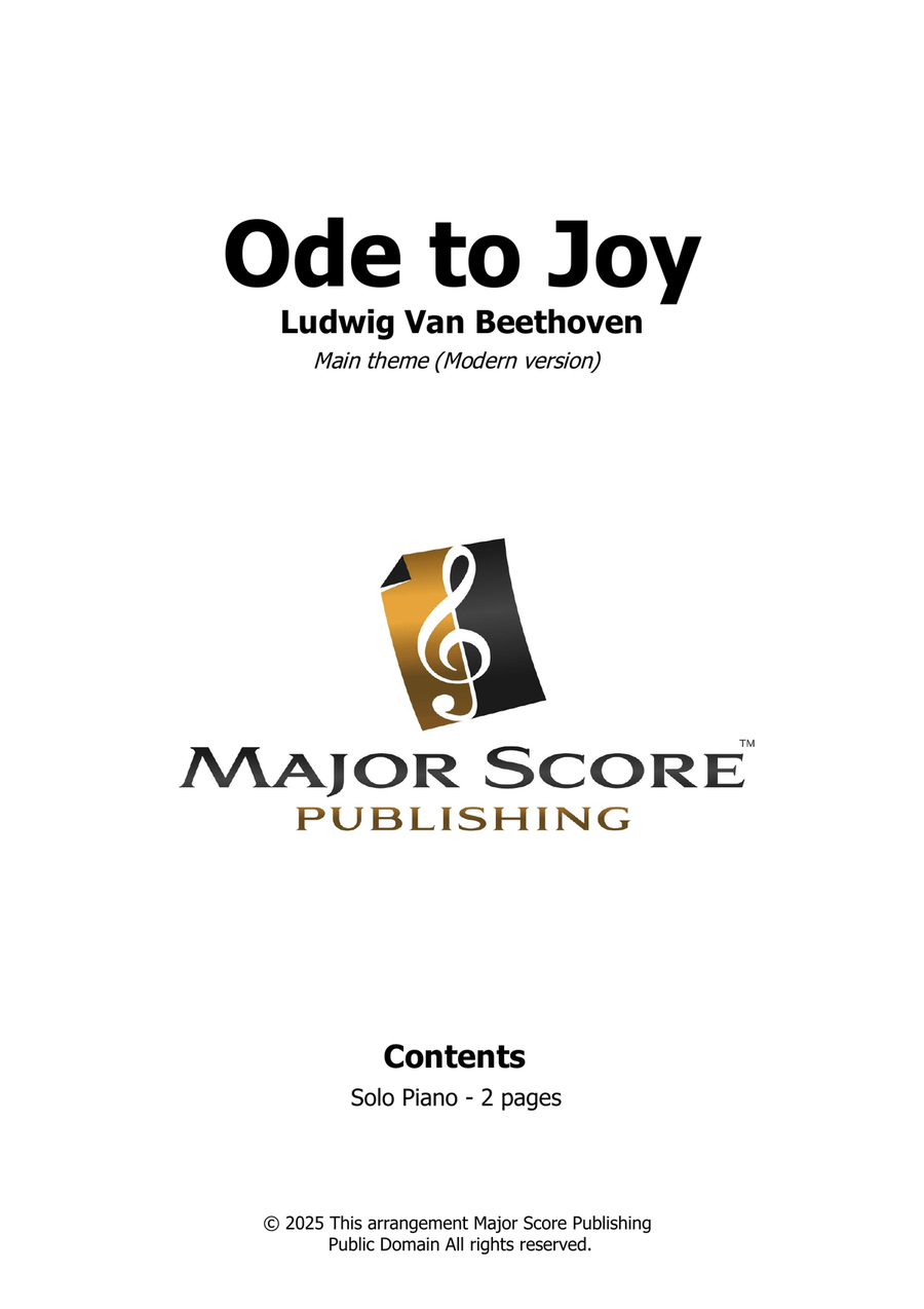 Ode to Joy (Modern version) Piano Solo scores gallery preview page 1