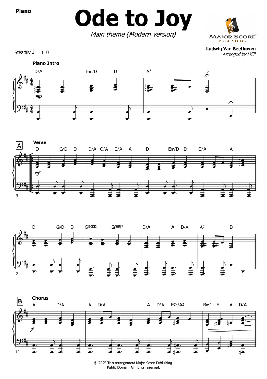 Ode to Joy (Modern version) Piano Solo scores gallery preview page 2