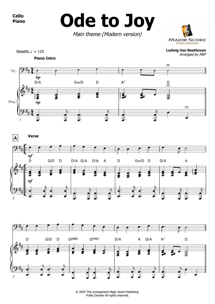 Ode to Joy (Modern version) Piano scores gallery preview page 2