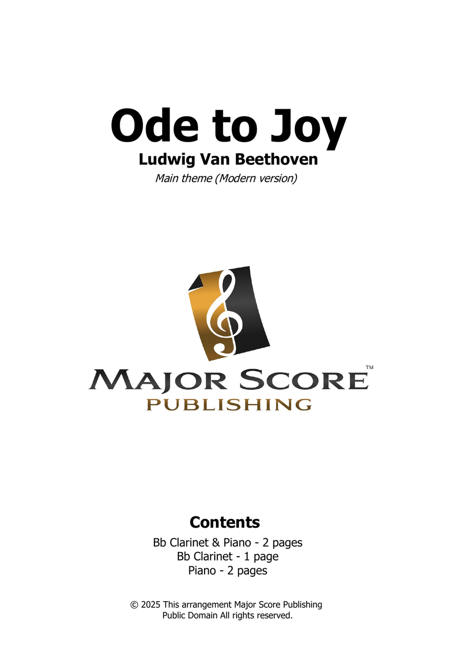 Ode to Joy (Modern version) B-Flat Clarinet scores gallery preview page 1