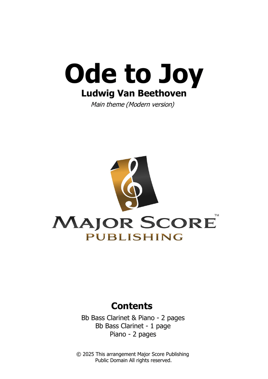 Ode to Joy (Modern version) Bass Clarinet scores gallery preview page 1