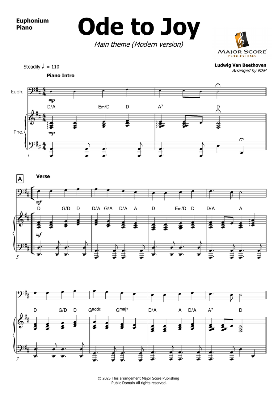Ode to Joy (Modern version) Euphonium scores gallery preview page 2