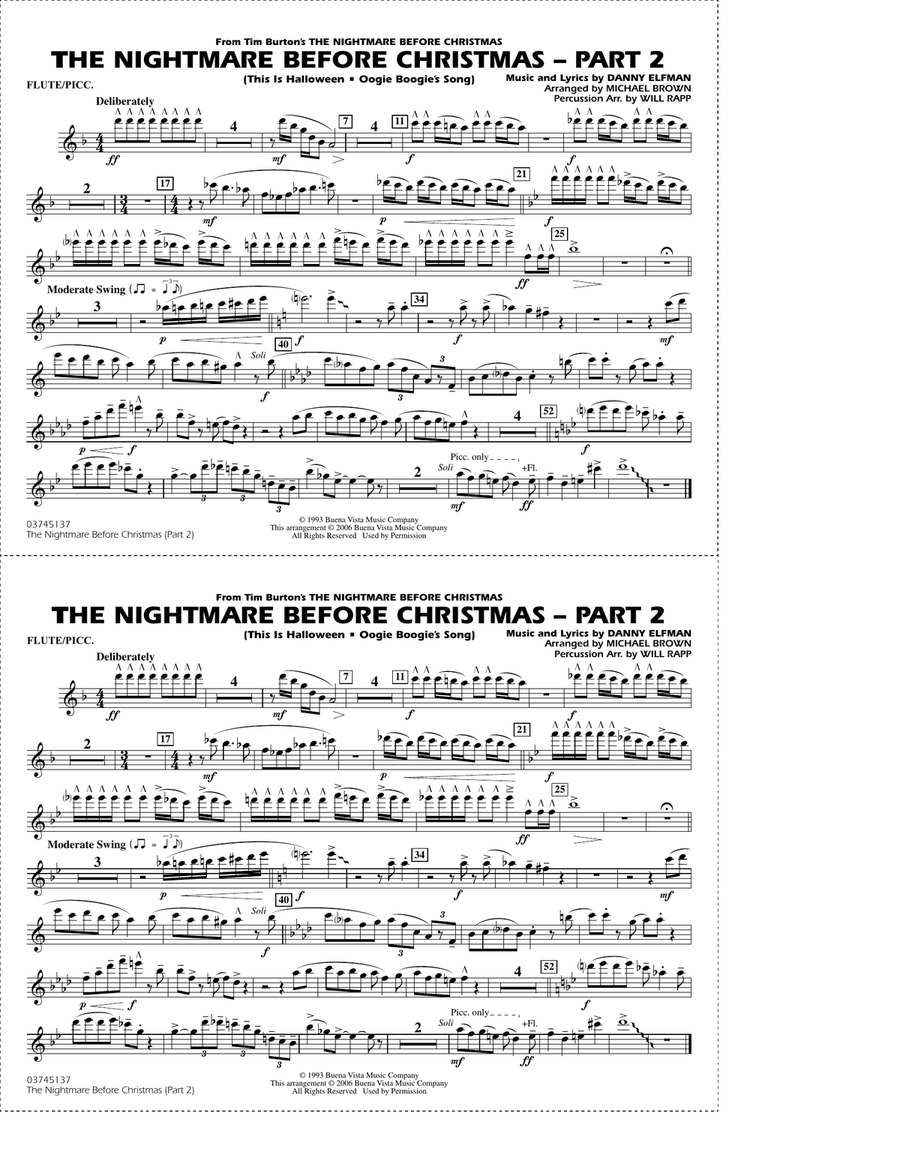 The Nightmare Before Christmas (Part 2) (arr. Michael Brown) - Flute/Piccolo Marching Band scores gallery preview page 1