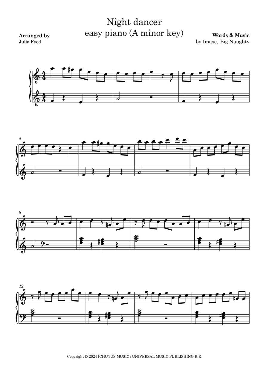 Night Dancer Night Dancer Easy Piano scores gallery preview page 1