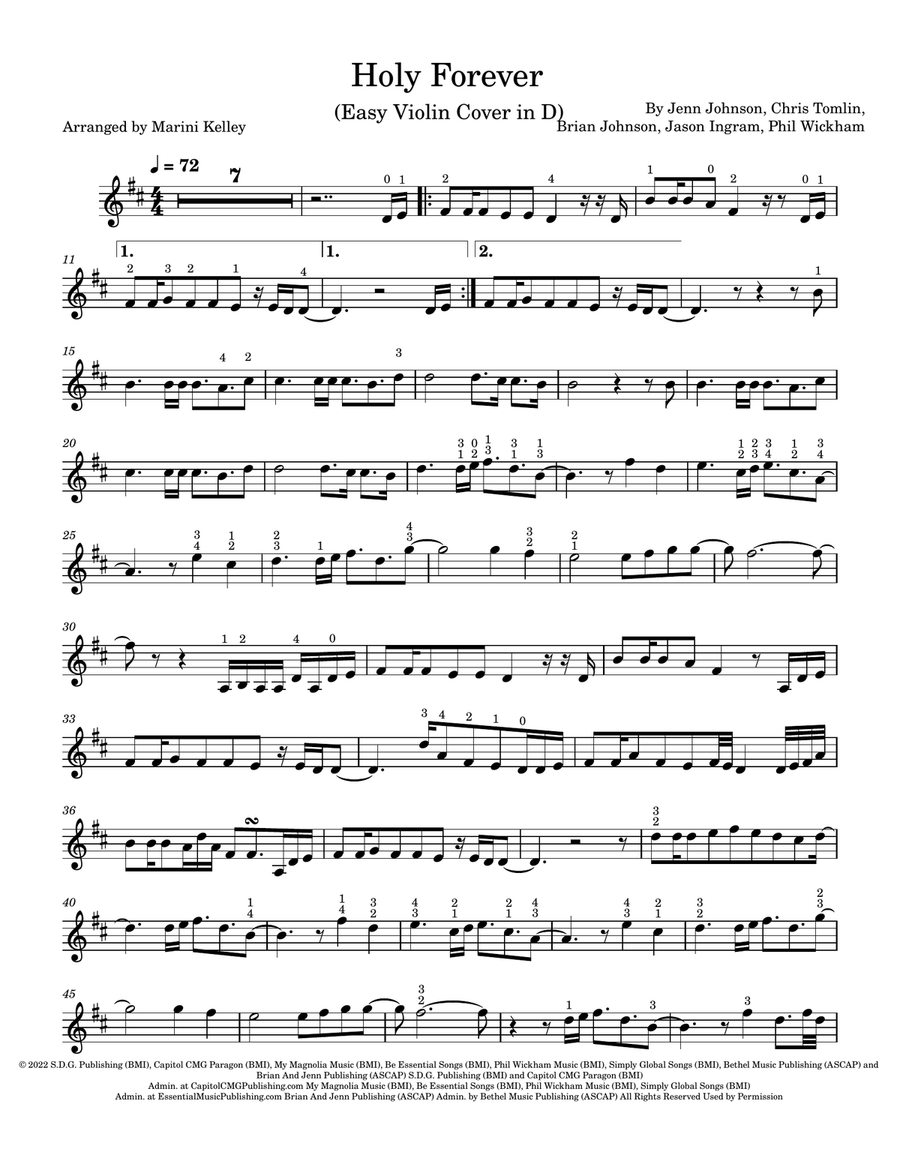 Holy Forever Violin Solo scores gallery preview page 1