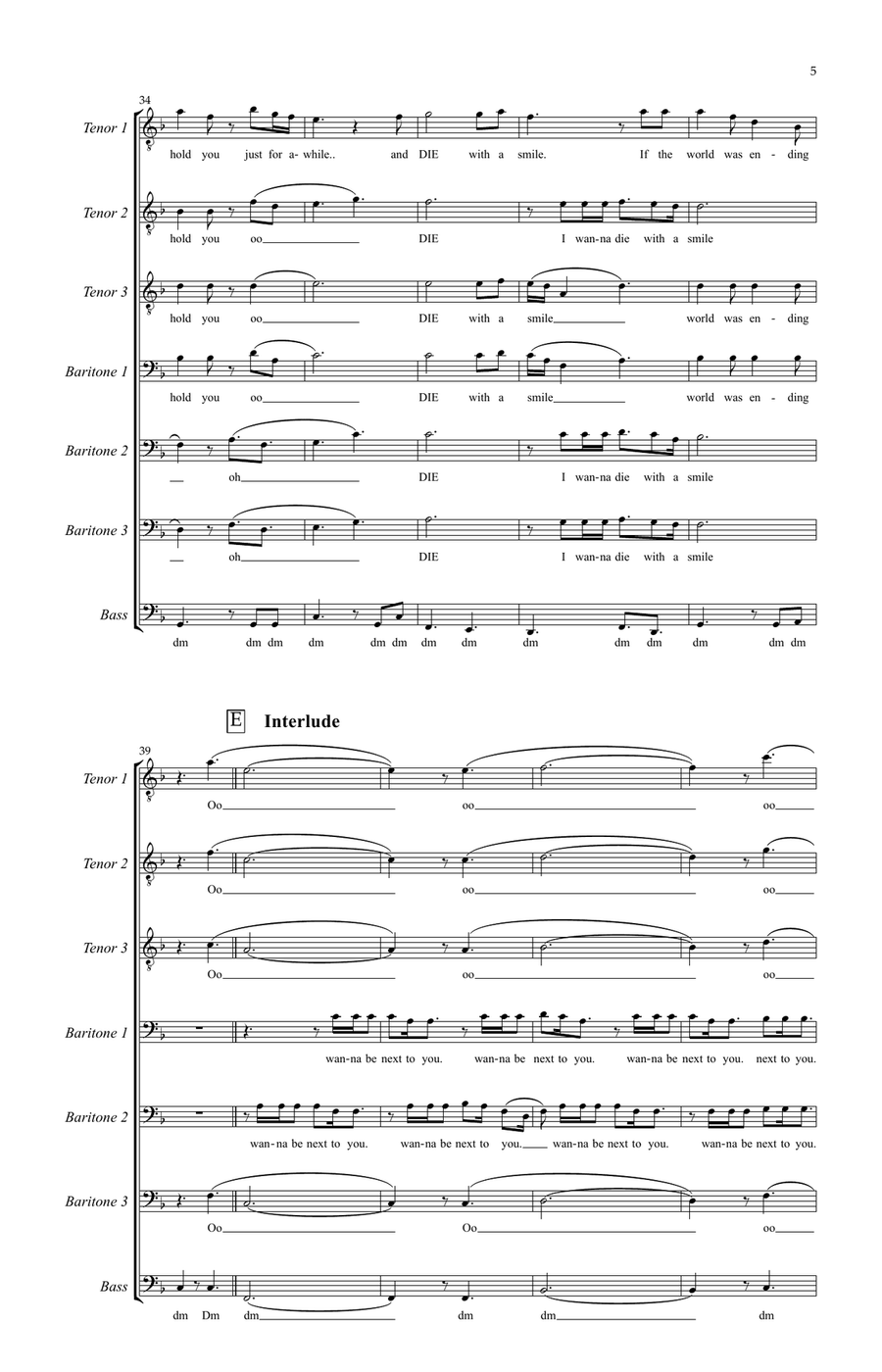 Die With A Smile Die With A Smile TTBB scores gallery preview page 5