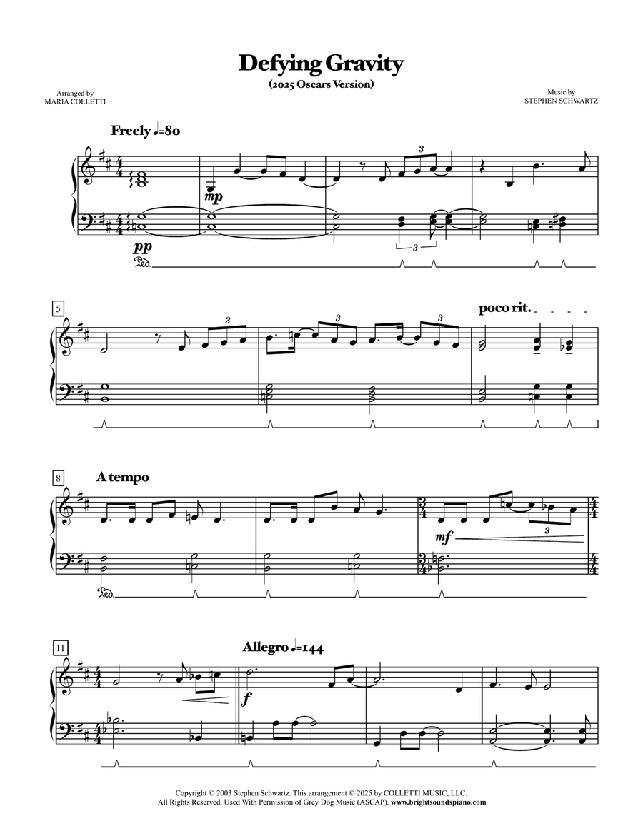 Defying Gravity Defying Gravity Easy Piano scores gallery preview page 1