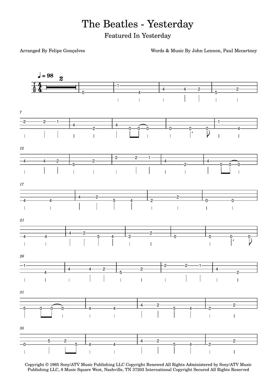 Yesterday Yesterday Acoustic Guitar scores gallery preview page 1