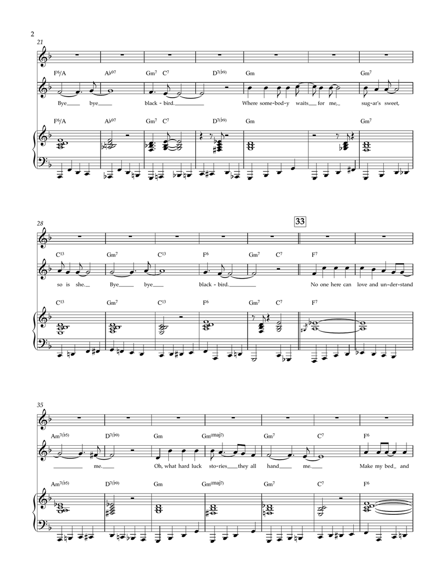 Bye Bye Blackbird (with Alto Sax & Piano, for 2 or 3 players) Small Ensemble scores gallery preview page 2
