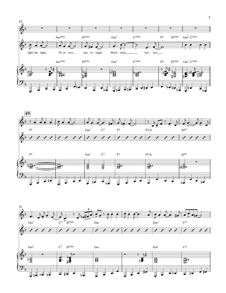 Bye Bye Blackbird (with Alto Sax & Piano, for 2 or 3 players) Small Ensemble scores gallery preview page 3