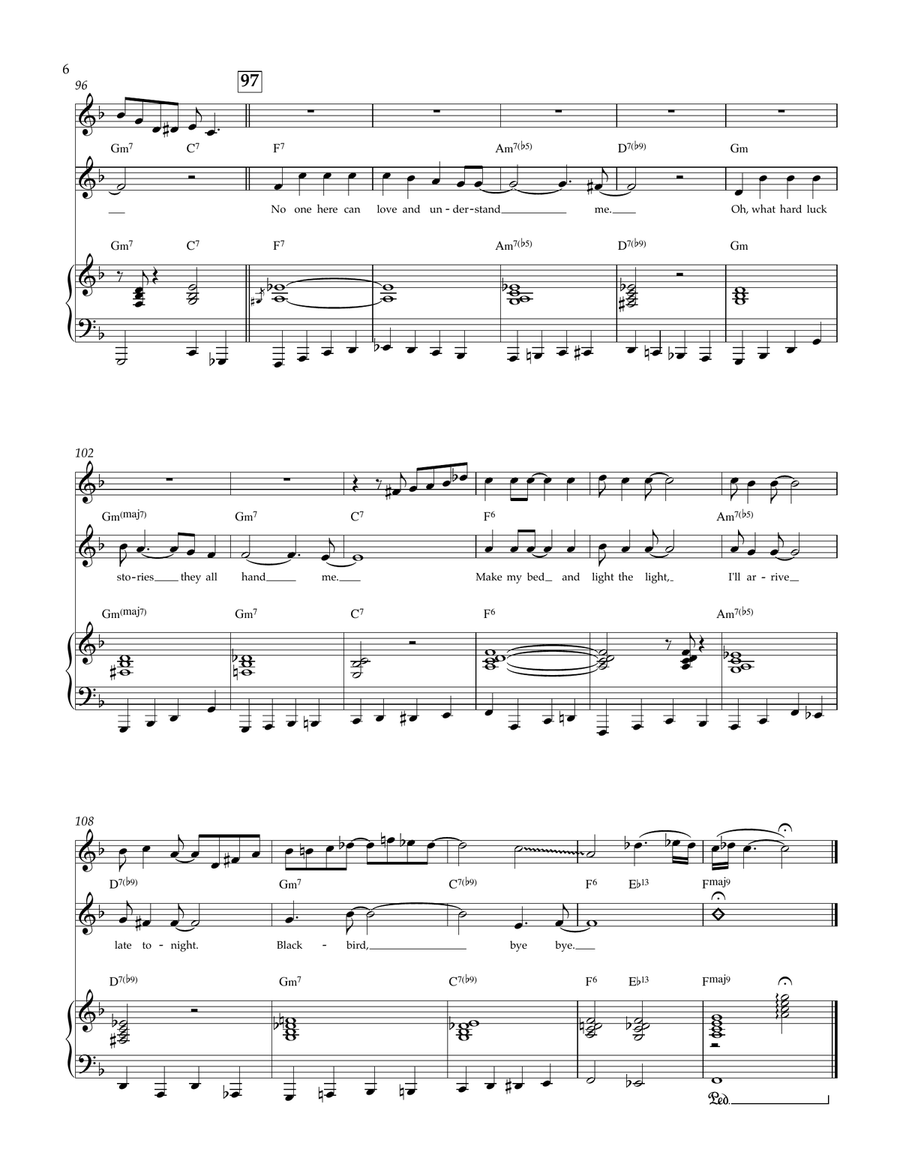 Bye Bye Blackbird (with Alto Sax & Piano, for 2 or 3 players) Small Ensemble scores gallery preview page 6