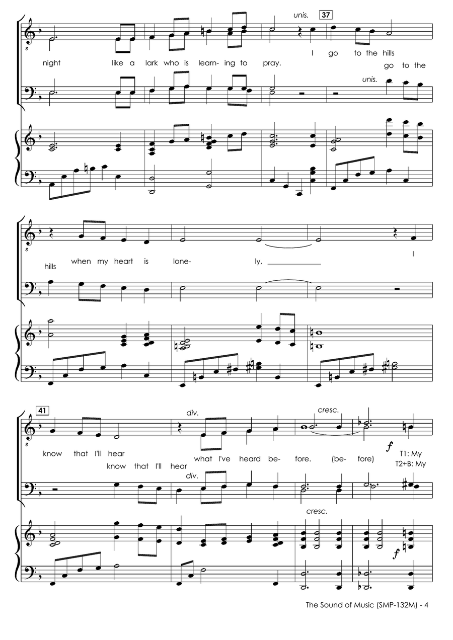 Medley: The Sound Of Music with Maria, Edelweiss, Climb Ev'ry Mountain, and Do-Re-Mi TTBB scores gallery preview page 6