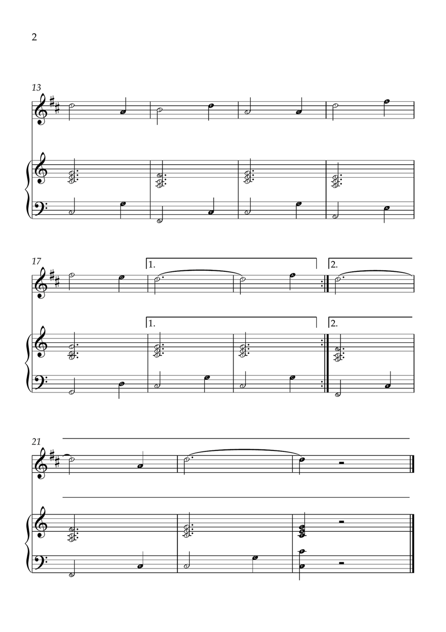 Amazing Grace - Trumpet Bb and Piano in C Major - Beginner Level Letter Names B-Flat Trumpet scores gallery preview page 2