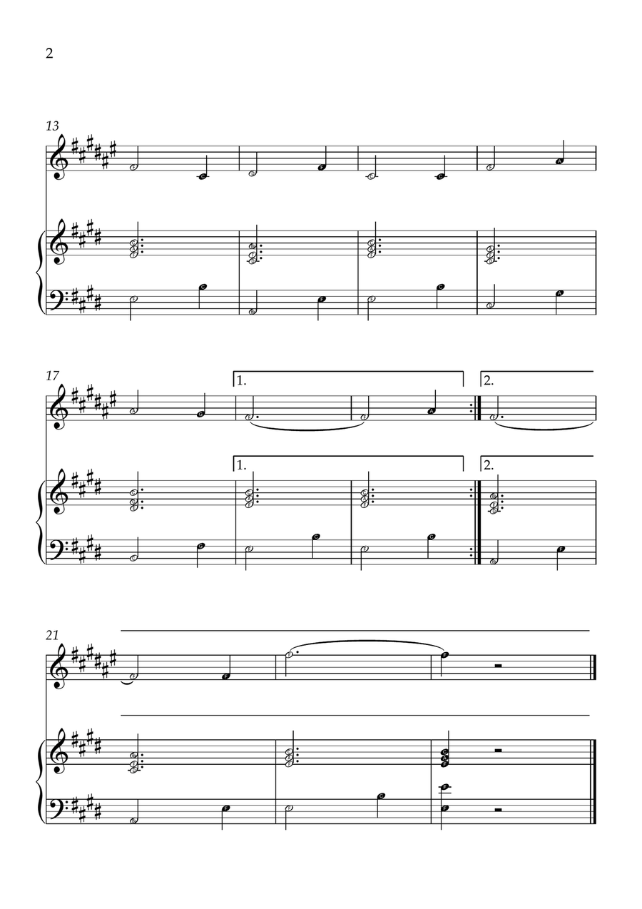 Amazing Grace - Trumpet Bb and Piano in E Major - Beginner Level Letter Names B-Flat Trumpet scores gallery preview page 2