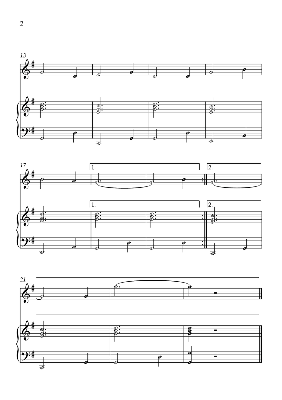 Amazing Grace - Trumpet Bb and Piano in G Major - Beginner Level Letter Names B-Flat Trumpet scores gallery preview page 2