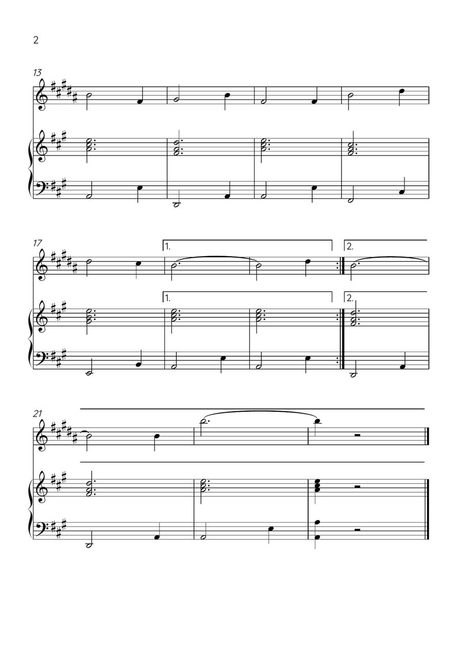 Amazing Grace - Trumpet Bb and Piano in A Major - Beginner Level B-Flat Trumpet scores gallery preview page 2