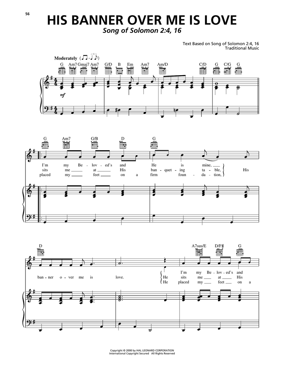 His Banner Over Me Is Love Piano, Vocal, Guitar scores gallery preview page 1