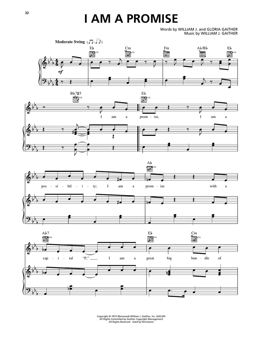 I Am A Promise I Am A Promise Piano, Vocal, Guitar scores gallery preview page 1